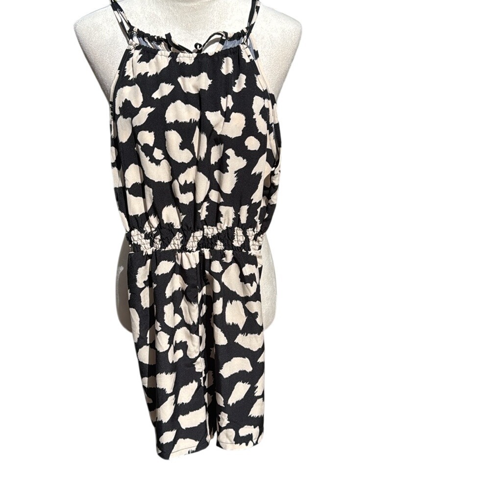 JORESS. Black/Tan Romper. Sleeveless. Elastic Waist. Size Small.‎